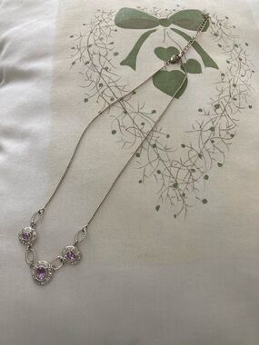 Sterling Silver Necklace with Purple Gemstone Accents